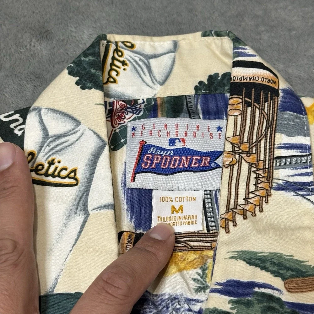 VTG Reyn Spooner Shirt Mens M Oakland‎ Athletics MLB Hawaiian Sportswear RARE - Picture 3 of 8